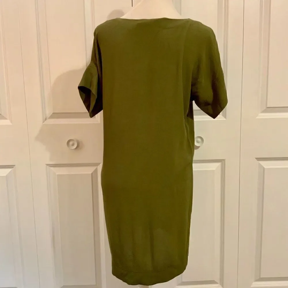 Madewell Olive Green Short Sleeve Novel Shift Dress XS